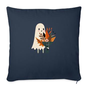 Geist mit Blumenstrauß - Sofakissenbezug 45 x 45 cm - Navy - Vorne
