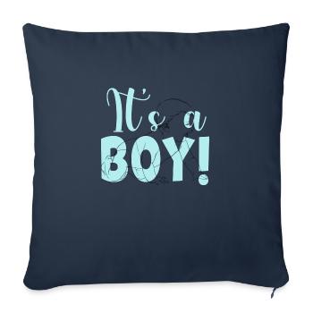 C’est un garçon - Baby Shower - Team Boy - Housse de coussin décorative 45 x 45 cm - bleu marine - Devant