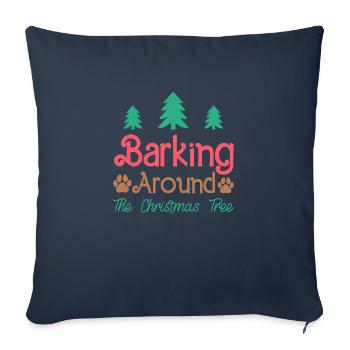 Aboiements autour du sapin de Noël - Housse de coussin décorative 45 x 45 cm - bleu marine - Devant