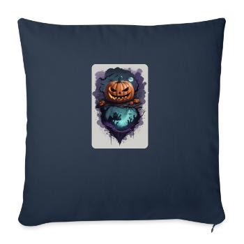 Peur de la citrouille Effrayant Horrible Sombre - Housse de coussin décorative 45 x 45 cm - bleu marine - Devant