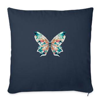 Schmetterling // Papillon - Housse de coussin décorative 45 x 45 cm - bleu marine - Devant