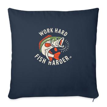 Work Hard Fish Harder - Sofakissenbezug 45 x 45 cm - Navy - Vorne