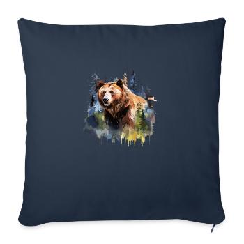 Grizzly bear, brown bear - Sofa pillowcase 17,3'' x 17,3'' (45 x 45 cm) - navy - Front