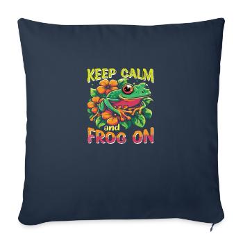 Keep Calm and Frog on - Sofa pillowcase 17,3'' x 17,3'' (45 x 45 cm) - navy - Front