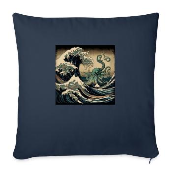 Grosse vague - Housse de coussin décorative 45 x 45 cm - bleu marine - Devant