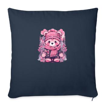 rosa teddy 3 - Sofakissenbezug 45 x 45 cm - Navy - Vorne
