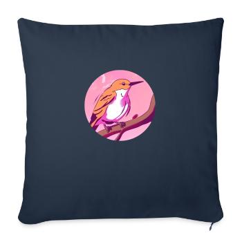 Oiseau d’éveil printanier - Housse de coussin décorative 45 x 45 cm - bleu marine - Devant