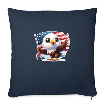 Cute bald eagle with flag of USA - Sofa pillowcase 17,3'' x 17,3'' (45 x 45 cm) - navy - Front