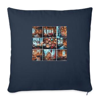 Café d’hiver - Housse de coussin décorative 45 x 45 cm - bleu marine - Devant