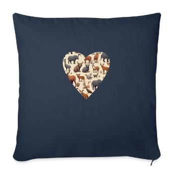 Le règne animal, une affaire de cœur - Housse de coussin décorative 45 x 45 cm - bleu marine - Devant