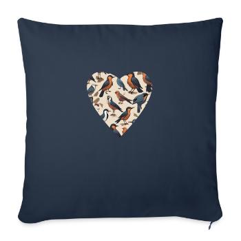 L’harmonie des oiseaux dans le cœur - Housse de coussin décorative 45 x 45 cm - bleu marine - Devant
