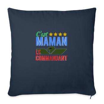 C'est maman le commandant - Housse de coussin décorative 45 x 45 cm - bleu marine - Devant
