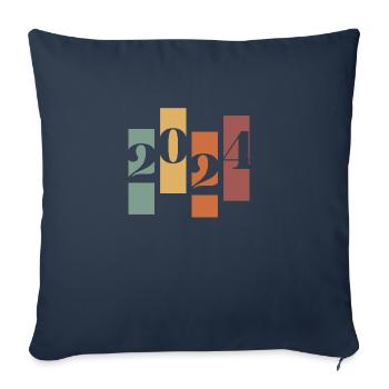 2024 vintage rétro - Housse de coussin décorative 45 x 45 cm - bleu marine - Devant