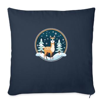Dessin de Noël d’alpaga - Housse de coussin décorative 45 x 45 cm - bleu marine - Devant