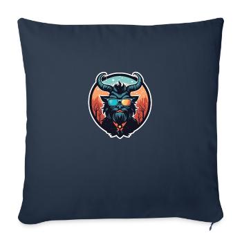 Dessin de Noël Krampus - Housse de coussin décorative 45 x 45 cm - bleu marine - Devant