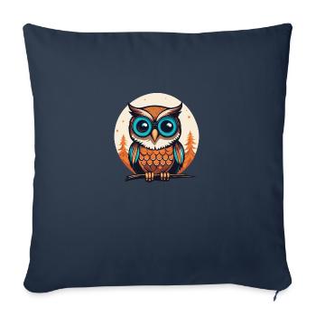 Dessin de Noël hibou - Housse de coussin décorative 45 x 45 cm - bleu marine - Devant