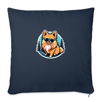 Pomeranian Christmas Drawing - Sofa pillowcase 17,3'' x 17,3'' (45 x 45 cm) - navy - Front
