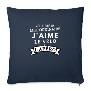 J'aime le velo et L'apero - Housse de coussin décorative 45 x 45 cm - bleu marine - Devant