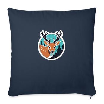 Dessin de Noël de renne - Housse de coussin décorative 45 x 45 cm - bleu marine - Devant