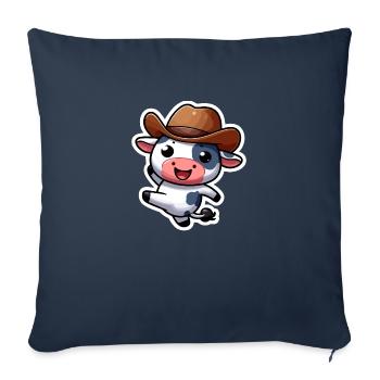 Entzückende tanzende Cartoon-Kuh mit Cowboyhut - Sofakissenbezug 45 x 45 cm - Navy - Vorne