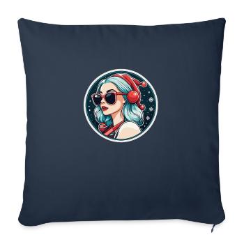 Girl Christmas Drawing - Sofa pillowcase 17,3'' x 17,3'' (45 x 45 cm) - navy - Front