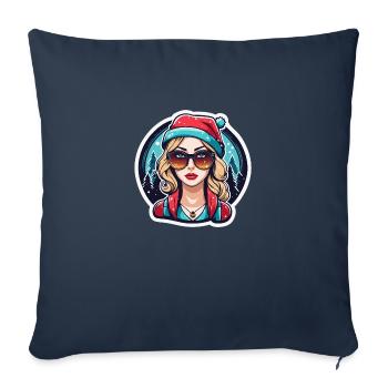 Girl Christmas Drawing - Sofa pillowcase 17,3'' x 17,3'' (45 x 45 cm) - navy - Front