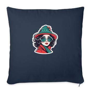 Girl Christmas Illustration - Sofa pillowcase 17,3'' x 17,3'' (45 x 45 cm) - navy - Front