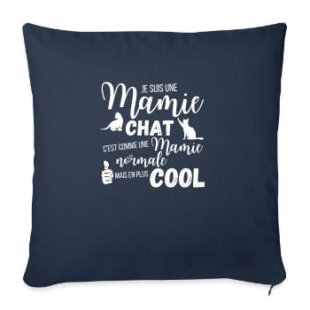 Mamie chat - Housse de coussin décorative 45 x 45 cm - bleu marine - Devant