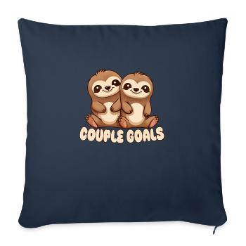 Paresseux Couple Couple Objectifs - Housse de coussin décorative 45 x 45 cm - bleu marine - Devant