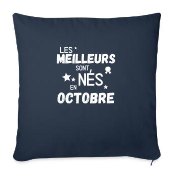 Les meillures sont nes en octobre - Housse de coussin décorative 45 x 45 cm - bleu marine - Devant