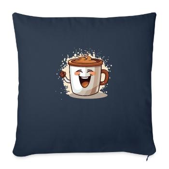 Tasse à café très gaie - Housse de coussin décorative 45 x 45 cm - bleu marine - Devant