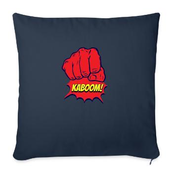 Poing rouge et fort, kaboom - Housse de coussin décorative 45 x 45 cm - bleu marine - Devant