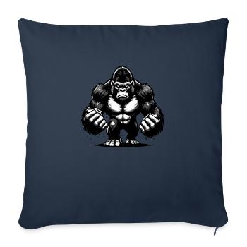 Gorille de dessin animé en noir et blanc : personnage charmant - Housse de coussin décorative 45 x 45 cm - bleu marine - Devant