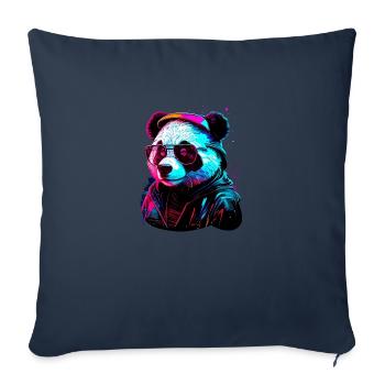 Panda hipster - Housse de coussin décorative 45 x 45 cm - bleu marine - Devant