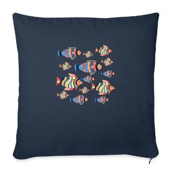 Poissons - Housse de coussin décorative 45 x 45 cm - bleu marine - Devant