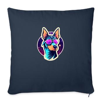 Doberman Dog Drawing - Sofa pillowcase 17,3'' x 17,3'' (45 x 45 cm) - navy - Front