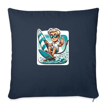 Surf - Housse de coussin décorative 45 x 45 cm - bleu marine - Devant