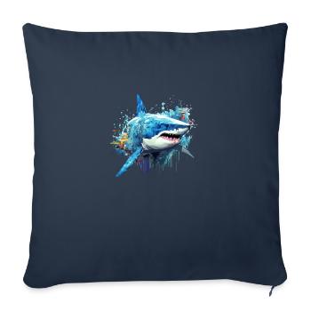 Haifisch Ozean Welt Wildlife Wonder Abstrakt - Sofakissenbezug 45 x 45 cm - Navy - Vorne