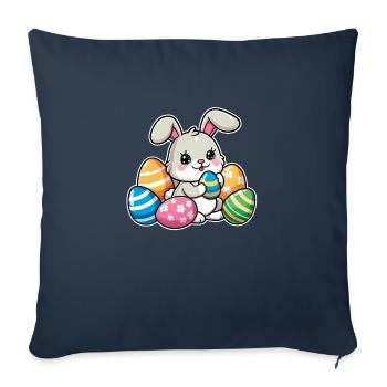 Lapin au gros œuf - Housse de coussin décorative 45 x 45 cm - bleu marine - Devant