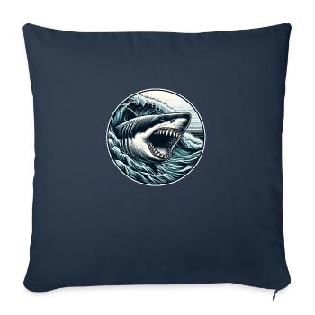 Grand requin blanc - Housse de coussin décorative 45 x 45 cm - bleu marine - Devant