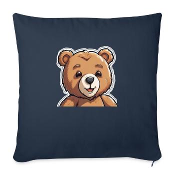 Ours en peluche joyeux - Housse de coussin décorative 45 x 45 cm - bleu marine - Devant