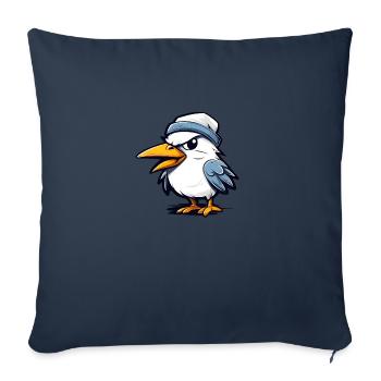 Cute angry seagull with cap - Sofa pillowcase 17,3'' x 17,3'' (45 x 45 cm) - navy - Front