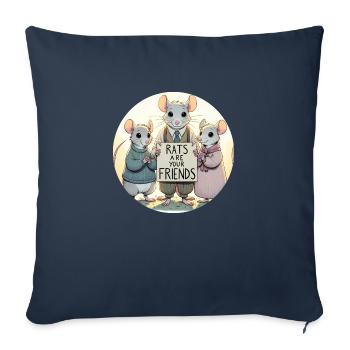 Les rats sont des amis - Housse de coussin décorative 45 x 45 cm - bleu marine - Devant