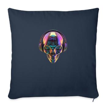 Tête extraterrestre chromatique avec casque - Housse de coussin décorative 45 x 45 cm - bleu marine - Devant