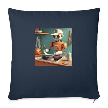 mignon petit robot vintage futuriste orange - Housse de coussin décorative 45 x 45 cm - bleu marine - Devant
