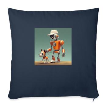 mignon petit orange futuriste vintage robots - Housse de coussin décorative 45 x 45 cm - bleu marine - Devant