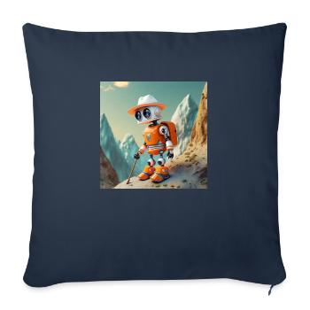 mignon petit robot vintage orange fait de l’escalade - Housse de coussin décorative 45 x 45 cm - bleu marine - Devant