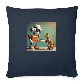 mignon petit orange futuriste vintage robots - Housse de coussin décorative 45 x 45 cm - bleu marine - Devant