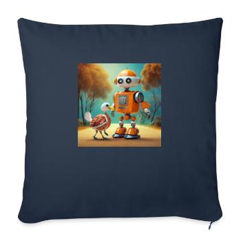 cute little robot is walking with its alien turkey - Sofa pillowcase 17,3'' x 17,3'' (45 x 45 cm) - navy - Front