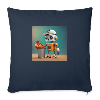 mignon petit robot vintage futuriste orange - Housse de coussin décorative 45 x 45 cm - bleu marine - Devant